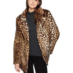 J.O.A Just One Answers Faux Fur Leopard Print Coat. Medium. Never worn!